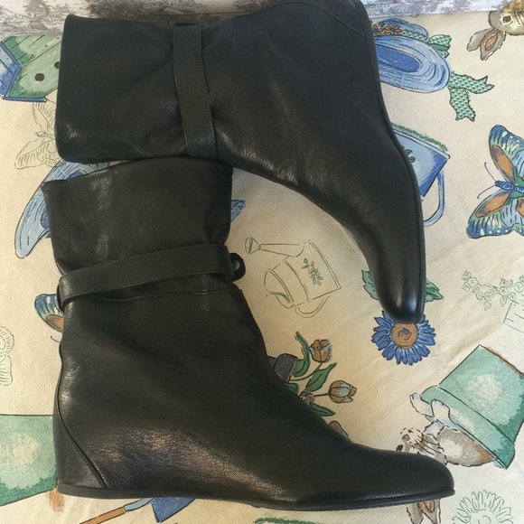 Stuart Weitzman black leather wedge heel boots - Picture 8 of 8